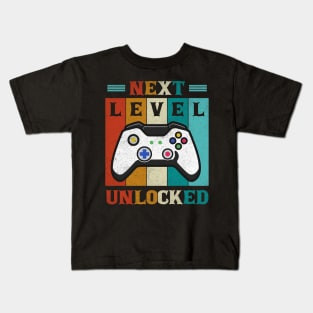 Retro Next Level Unlocked Funny Gamer Video Gaming Gift Kids T-Shirt